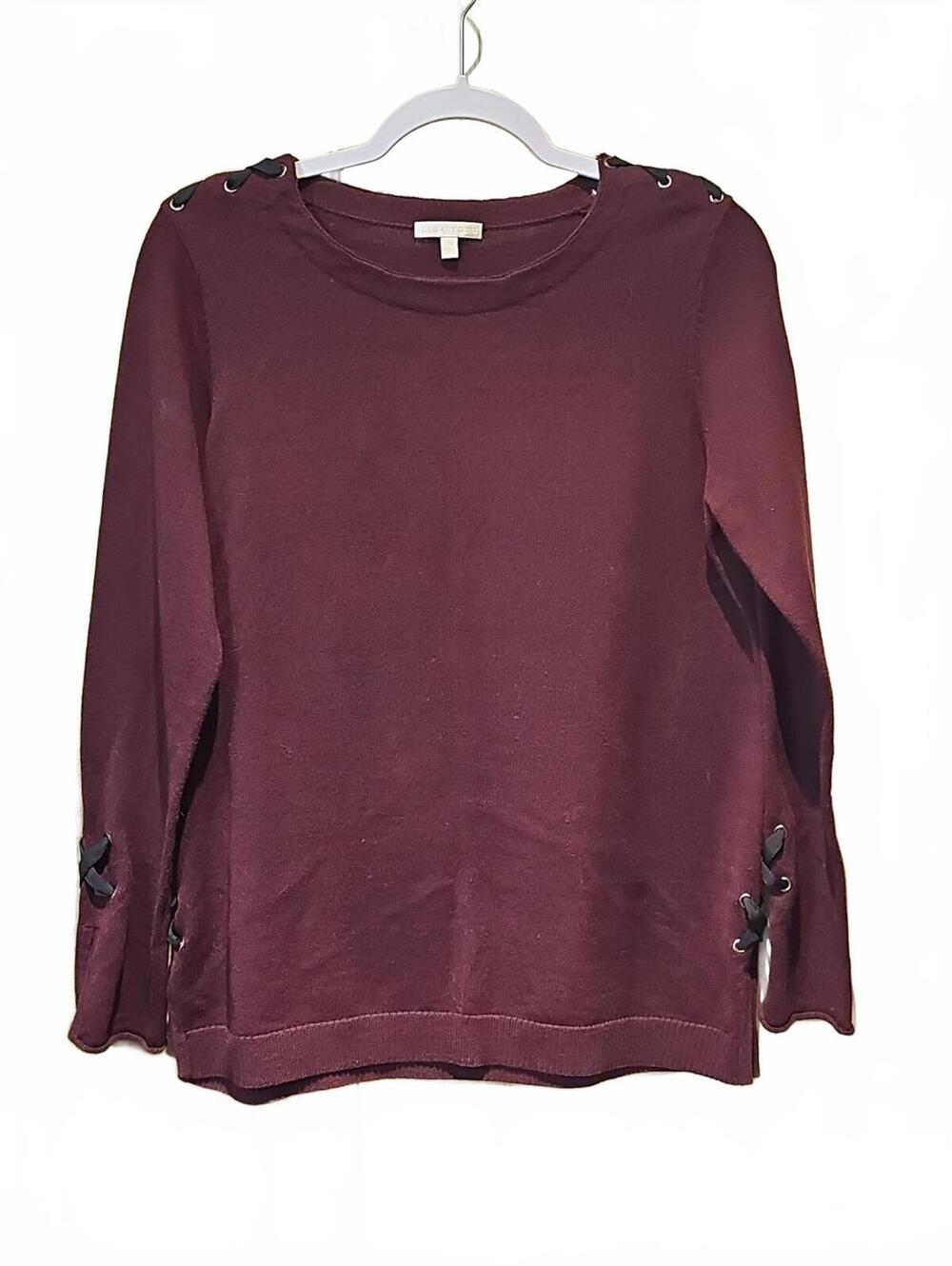 Lisa Todd womens Small Purple cotton cashmere blend lace up detail sweater